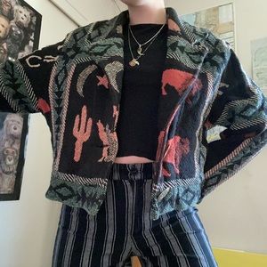 Vintage 80s cropped western sweater